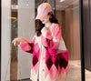 Women Loose Sweater Top Korean Ladies V-neck Cardigan Knitted Autumn Winter Female Medium Long Styles Knitting Coat