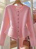 Korean Pink Temperament Knit Cardigan Sweater Women Autumn Winter Casual High-Quality Knitting Sweater Jacket Femme