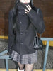 Women's Minimalist Retro Stand up Collar Thick Coat, Asymmetrical Button Decoration, Slim Fit Long Sleeved Top, Winter