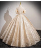 Champagne French Engagement Toast Dress, Bride's Evening Gown, Women's One Shoulder Coming of Age Princess Dress
