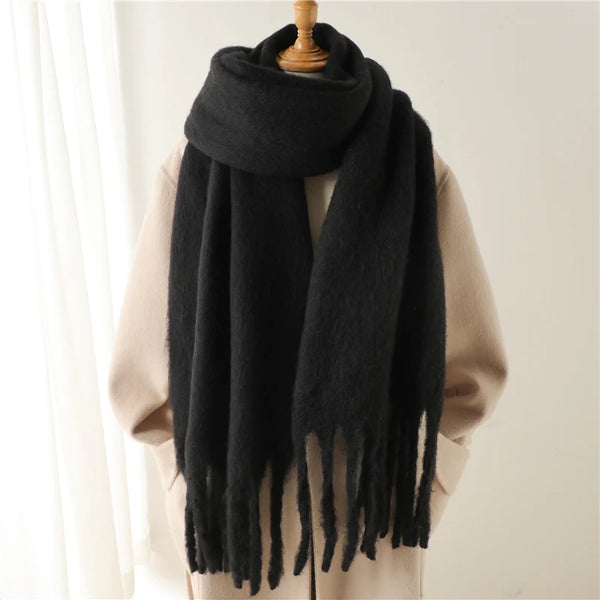 240x38cm Women's Cashmere Winter Scarf - Soft Warm Pashmina Wrap, Thick Long Shawl with Tassels, Elegant Poncho Blanket