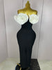 Stereoscopic Red Flowers Sexy Off The Shoulder Ankle Lenght Bandage Dress Woman Birthday Party Vestido Wedding Party Outfit