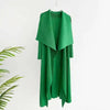 Pleated Long Trench Thin Temperament Solid Color Big Lapel Open Stitch Coat Female Coat Autumn 2C785