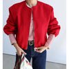 Mujer Red Zipper Bomber Jackets for Women Soft Cropped Jackets Woman Long Sleeve Woman's Sports Jacket Outerwears