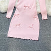 Chic Sexy Wrap Hips Knitted Mini Dress Y2K Aesthetic 3D Bows Bodycon Party Dress Streetwear Lady Dress