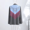 Women's Oversized Blazers Back Bandana Paisley Patchwork Tassels Suit Jacket Autumn Office Lady Lapel Long Sleeve Loose Coat