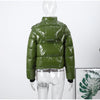 Women Hooded Thicken Warm Cotton Jacket Zipper Glossy Snow Winter Loose Female Coat Lace Up Casual Down Puffer Outwear