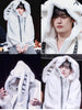 Winter Sweet Cute Kawaii Soft Thick Warm White Faux Fur Coat Women with Bunny Ears Cute Fluffy Jacket Hoodie