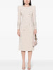 High Street Designer Party Vestido Women's Formal Long Sleeve Beaded Midi Dress