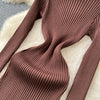 Vestidos Para Mujer Solid Half High Collar Autumn Winter Solid Woman Dresses Korean Sweater Elegant Long Dress