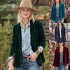 Elegant Women Blazer Gold Velvet Short Tops For Women Casual Long Sleeve Solid Small Suit Jacket