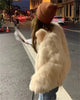 Autumn Winter Ladies Short Faux Fur Coat Korean Female Casual Plush Jacket Women Long Sleeves Fur Outwear