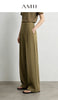 Wide Pants Woman Autumn Pleated Breathable Casual Trousers Loose Versatile Middle-aged Women's Clothing 12623019