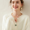 Spring Women's Cardigan 100% Cashmere Knitted Sweater Chic Tops Cashmere Coat Casual O-Neck Loose Women Cardigan