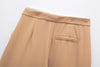 Women Solid Lace Up Side Zipper Straight Pants Vintage High Elastic Waist Female Chic Lady Trousers