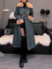 Women's Lamb's Wool Patchwork Cowboys Cotton Coat Jacket Winter Long Overcoat Coat Comfort Winter Coat Women