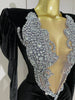 Sparkly Crystals Sexy Mesh White Velvet Short Dress Women Elegant Evening Prom Birthday Party Dresses Stage Costume