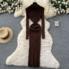 Vestidos Para Mujer Solid Half High Collar Autumn Winter Solid Woman Dresses Korean Sweater Elegant Long Dress