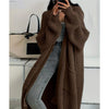 Women Knitted Cardigan Autumn Loose V-neck Long Sleeve Casual Midi Outerwear Simple Sweater Coat Basic Soft Y2K Jacket All-match