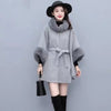 8 Colors Women Mantle Winter Faux Fur O Neck Poncho Cardigan Overcoat Outer Loose Capes Cloak Big Pendulum Oversize Belt Coat