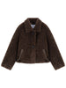 Women's Winter Brown Faux Lambswool Cropped Coat Warm Vintage Commuting Chic Girls Temperament