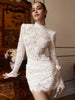 Sheer Long Sleeve O Neck Lace Solid Hip Wrap Women Dresses Elegant Outfits Sheath Party Female Bodycon Chic