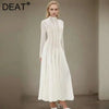Lace Dress Women's Round Neck Hollow Out Slim Long Sleeve Retractoin Waist Big Swing Dresses 7AB8070