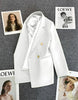 Blazer Coat Metal Buckle Small Suit Jacket Women Clothing Double Breasted Long Sleeve Office Lady Elegant Blazers