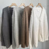 Women Knitted Thick Cashmere Wool Cardigan Chic V Neck Single Breasted Long Sleeve Sweater Fall Winter Coat Outwear