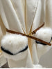 Women Winter Cashmere Wool Woolen Jacket Real Natural Fox Fur Pocket Coat Ladies Outwear Jacket