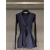 V Neck Knitted Mini Dresses Single Breasted Autumn Winter Solid Vestidos Mujer Vintage Korean Women Dress
