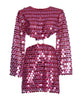 Shiny Sequins Dresses Women Sexy Flare Sleeve Slim Fit Hollow Out Mini Dress Elegant Sparkling Club Party Outfits Female