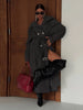 Casual Women Solid Loose Long Trench Coat with Belt Chic Stand Collar Double Breasted Oversize Long Jacket Autumn Outerwear