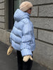 Women Striped Hooded Cotton Jacket Long Sleeve Stand Zipper Buttons Thickening Padded Jackets Winter Casual Coat