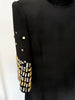 High Street Designer Vestido Women's Formal Half Sleeve Rhinestone Diamonds Beaded Midi Dress