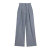 Women Solid Pleated Front Zipper Wide Leg Pants Vintage High Waist Full Length Female Chic Lady Trousers