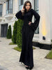Autumn Elegant O-Neck Long Flare Sleeve Ruched Slim Fit Ribbon Long Dress Women'S Solid Casual Party Club Outfit