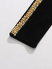 Solid Spliced Sequins Temperament Dresses for Women O Neck Long Sleeves Patchwork Bead Split Dress Female