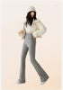 Winter High Waist Flared Pants Women Tummy Control Velvet Bell Bottom Trousers Thick Warm Wide Leg Pants Casual Streetwear Fashi