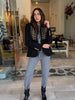 Lady Black Short Napoleon Style Jacket Elegant Stand Collar Full Sleeve Single Breasted Cropped Coats Women Daily Street Coat