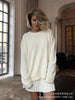 Autumn Solid Color O-neck Sweater Dress Sets Women's Clothing Long Sleeves Fishion Style Loose Knitted Short Skirt Set