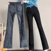Winter Vintage Velvet Flare Jeans Warm Plush Lined Skinny Vaqueros Casual High Waist Womens Denim Pants Thicken Bell-bottoms