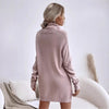 Women's Autumn Winter Knit Dress Solid Color Loose Turtleneck Comfortable Sweater Style Gown