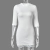 Patchwork Lace Half Sleeve Women Mini Dress Round Neck High Waist Pullover Dress Autumn Bodycon Casual Party Clubwear