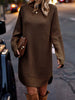 Women's Ribbed Knit Long Sleeve Dresses Autumn And Winter Texture Loose Sweater Dress Temperament Women's Vestidos
