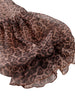 Women Elegant Leopard Print Organza Dress O Neck Oversized Puff Long Sleeve Ruffle Hem Loose Fit Casual Party Church Event Gown