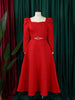 Autumn Stylish Women Evening Party Dress Long Puff Sleeve Elegant Pleated A-Line Gowns Birthday Wedding Celebrate Robes