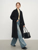 Women's Pure Wool Double Breasted Coat - Classic Mid-Length Winter Trench Warm Elegant Overcoat