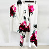 High Street Designer Runway Suit Set Women's Floral Printed Blazer Flare Pants Suit 2pcs