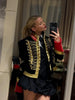 Embroidery Napoleon Short Jacket Women Single Breasted Long Sleeve Coat Spring Female Street Contrast Outerwear